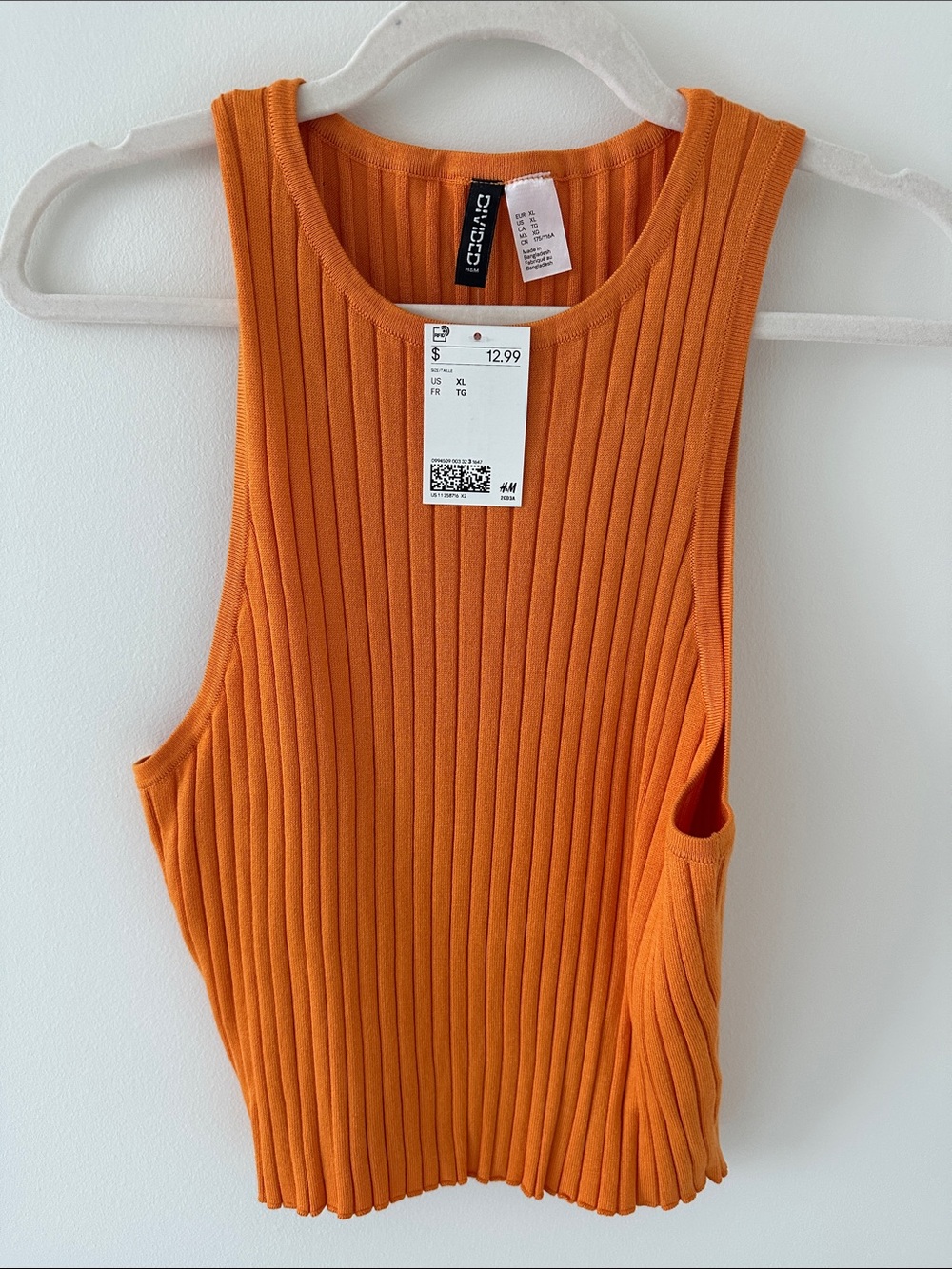 Divided Orange Ribbed Knit Tank Top